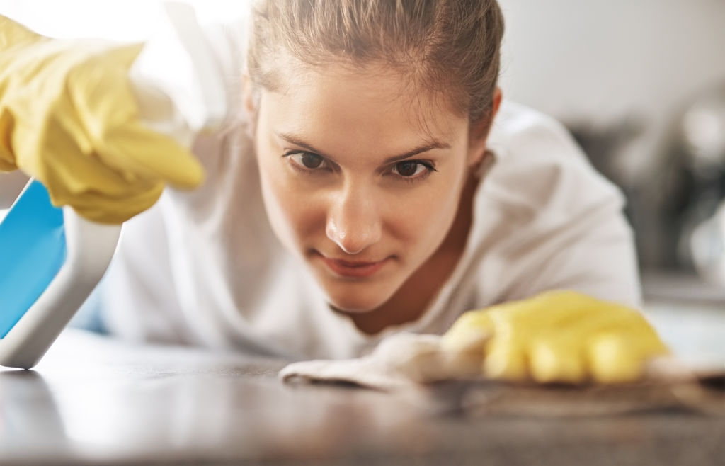 cleaning furniture with wipes