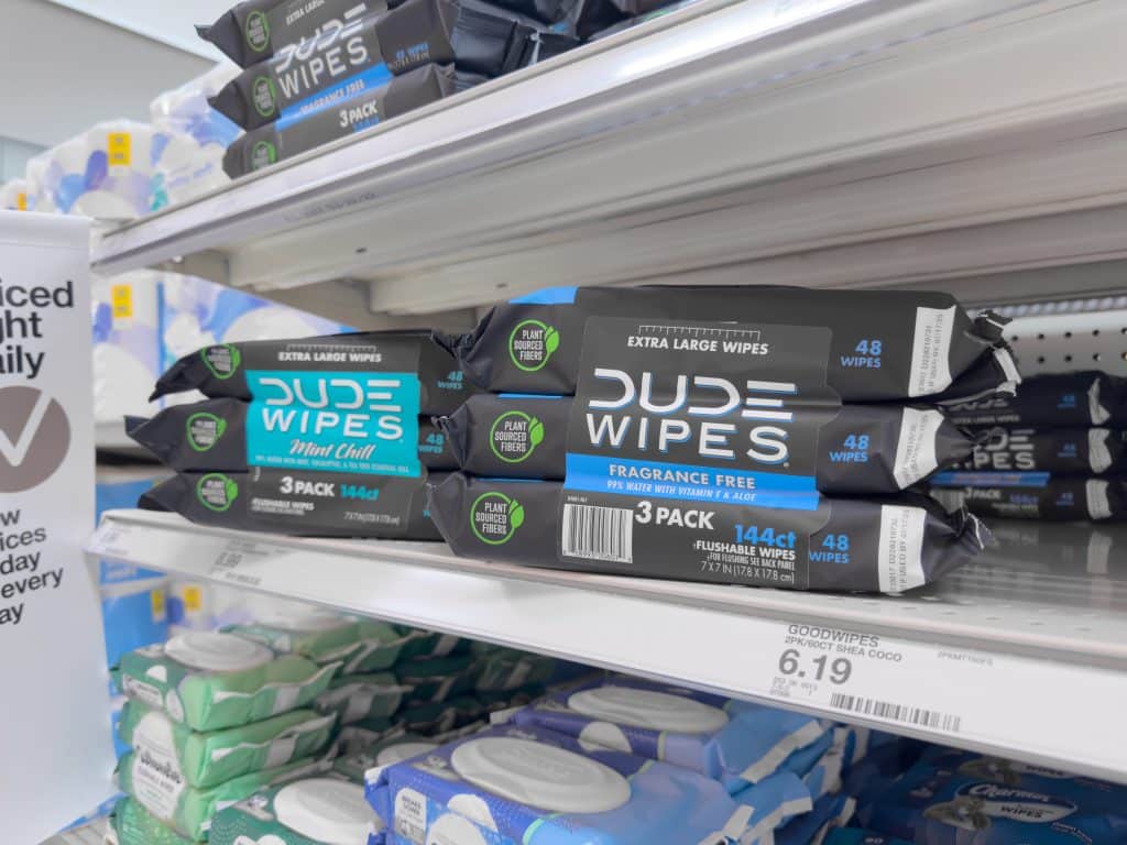 dude wet wipes on the stores